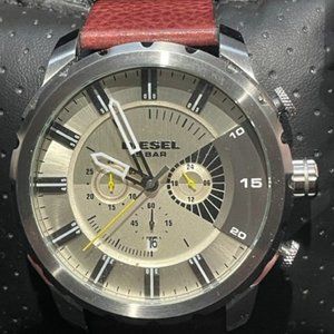 Men's Diesel Stronghold Chronograph Leather Strap Watch DZ4346